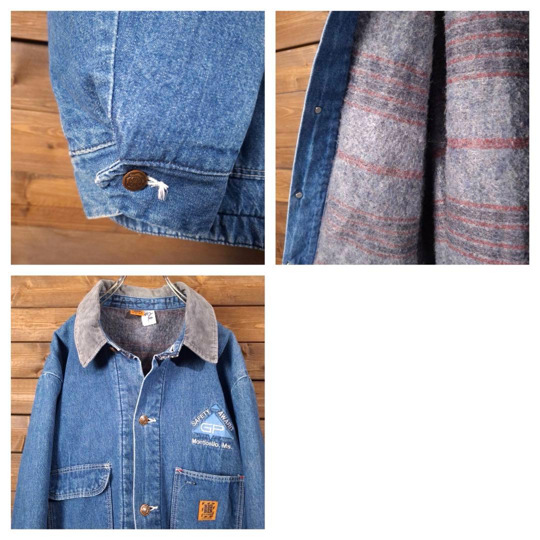 80s USA製 BIG BEN ビッグベン 企業刺繍 デニムカバーオール 48