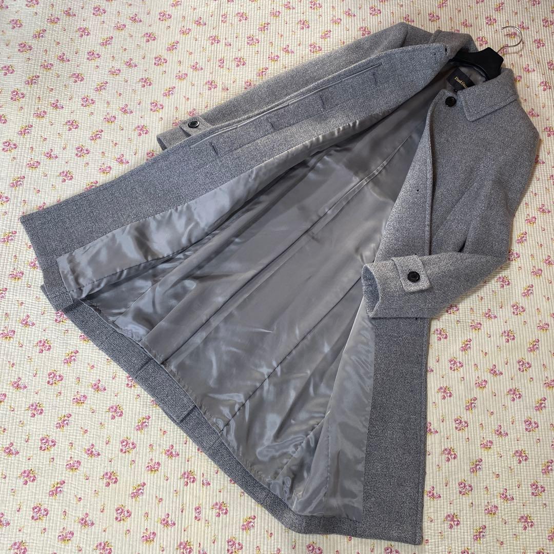 ポールスチュアート ロングコート 6 ツイード グレー ステンカラー DMW