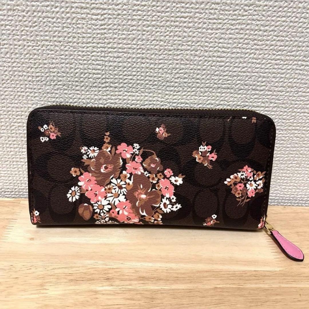 【新品未使用】コーチ COACH 長財布 シグネチャー 花柄 フローラル ピンク