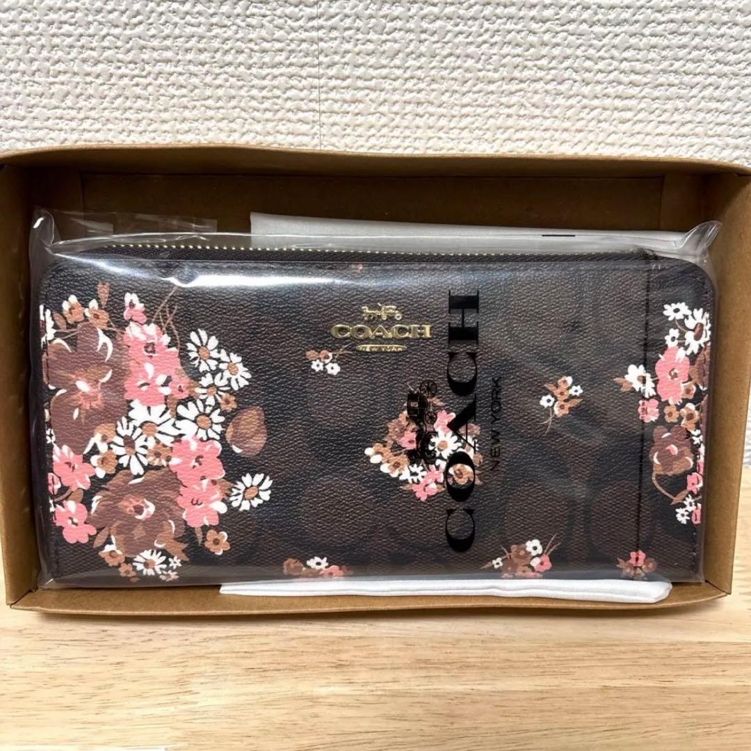 【新品未使用】コーチ COACH 長財布 シグネチャー 花柄 フローラル ピンク