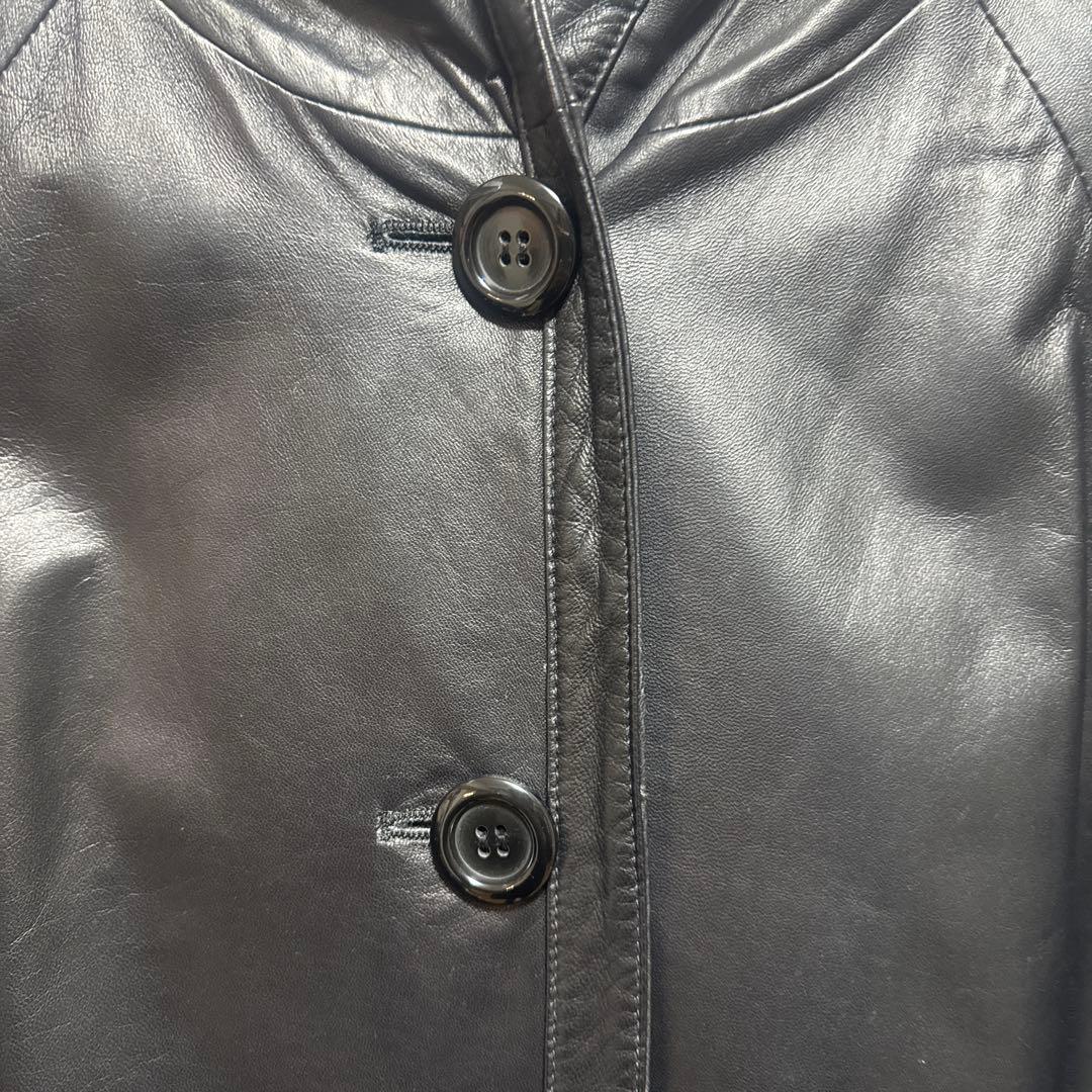 【かこ】ラムレザー　ポンチョ　ケープコート　黒　ブラック