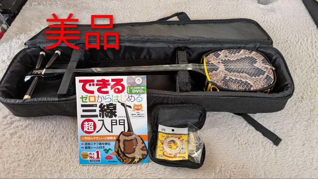 ヘビ柄三線 本体とDVD付き　美品