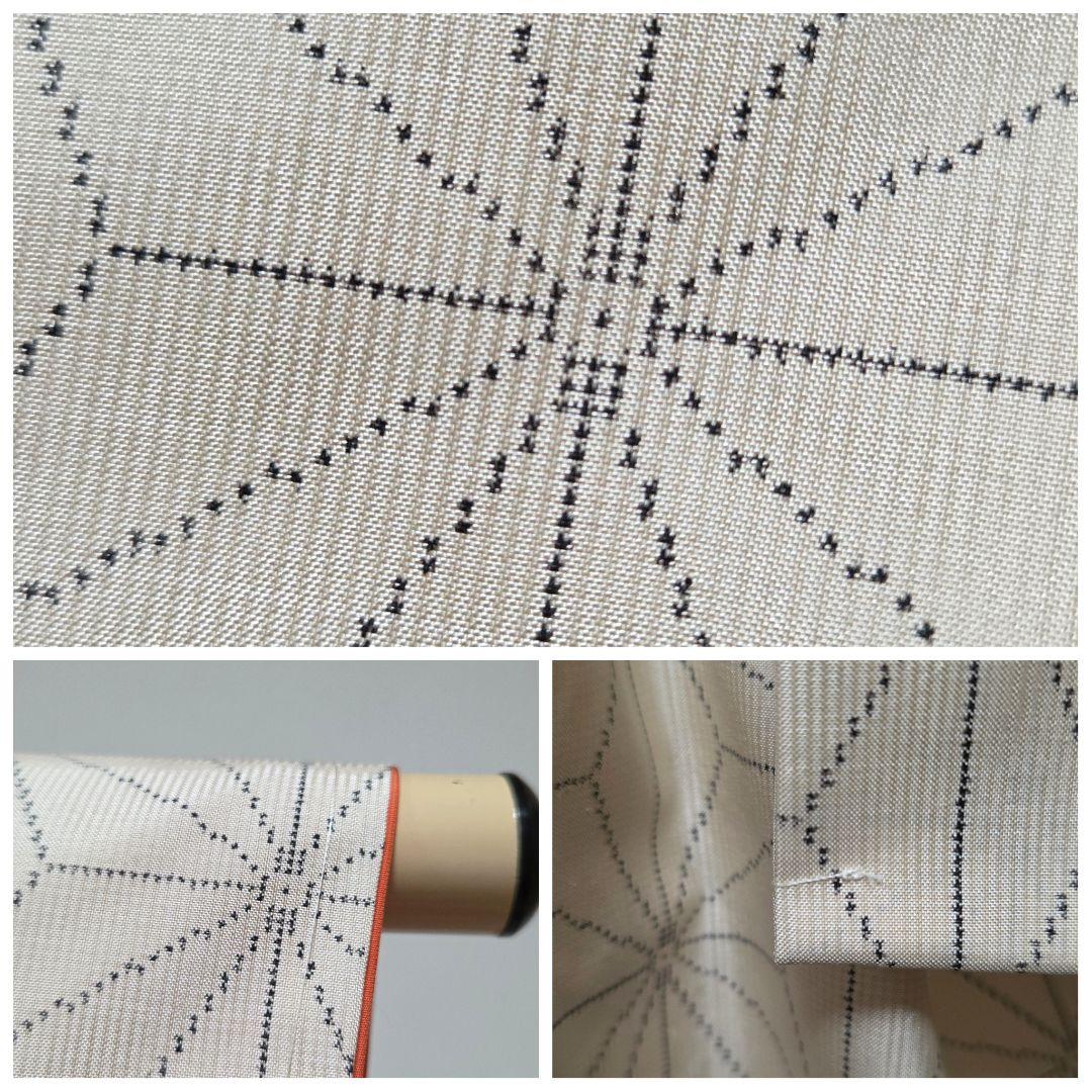 C◆着物くつろぎ 白大島紬 アンサンブル 着物羽織セット 麻の葉 袷 正絹 着物