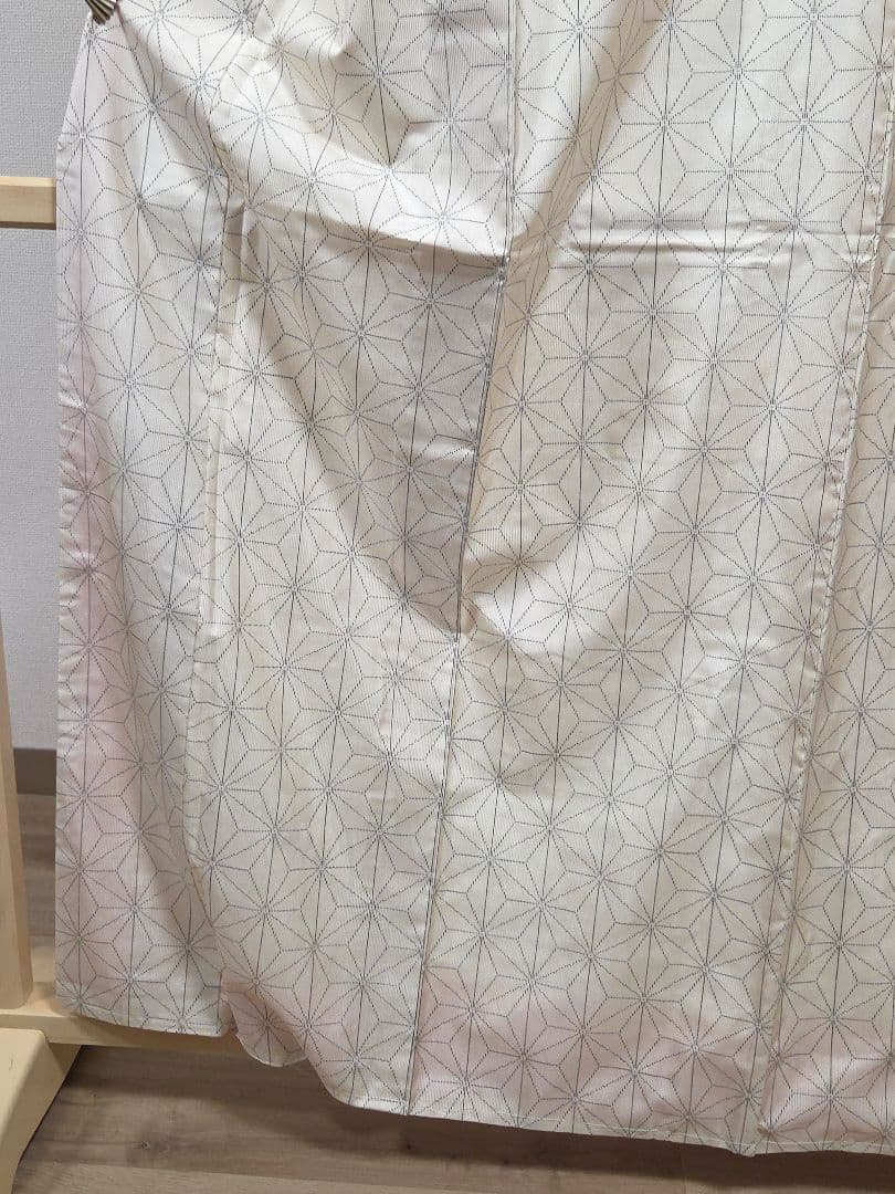 C◆着物くつろぎ 白大島紬 アンサンブル 着物羽織セット 麻の葉 袷 正絹 着物