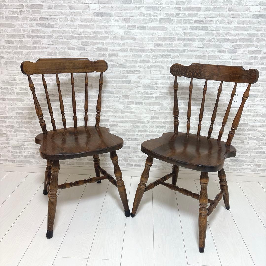 飛騨家具【キツツキ】 ウィンザーチェア ダイニングチェア2脚