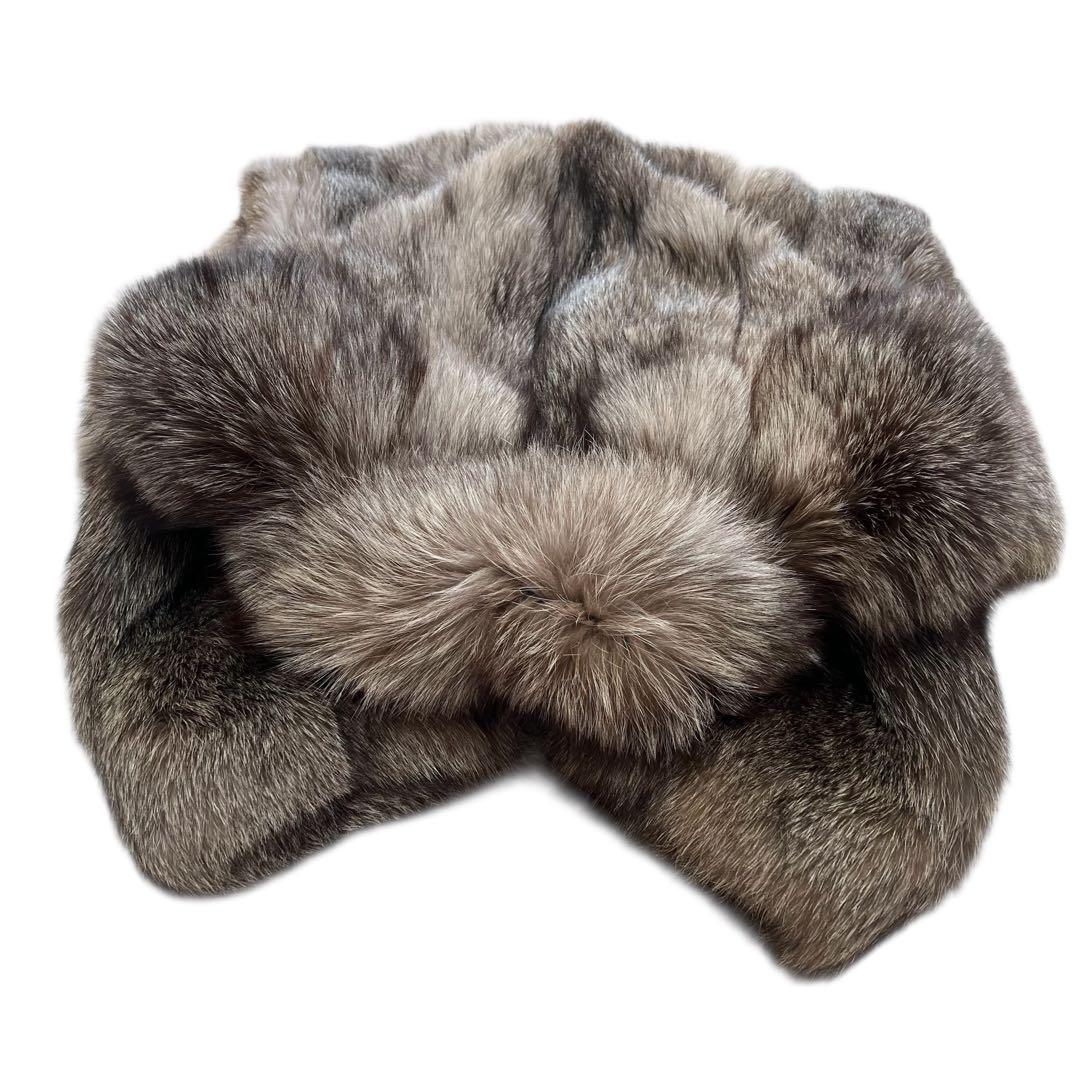 肉厚◎ 着丈110cm ブルーフロストフォックス ファーコート サガフォックス