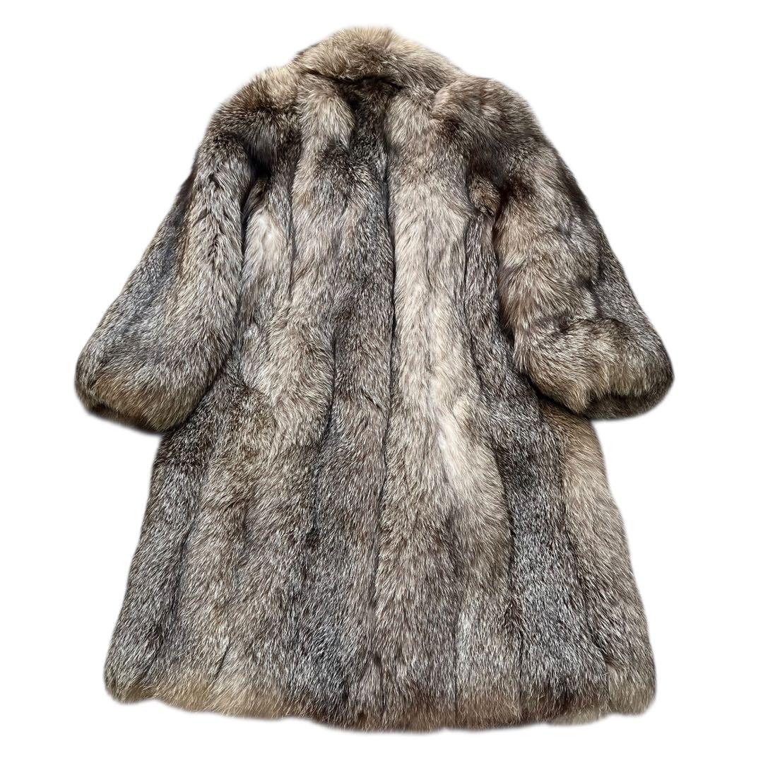 肉厚◎ 着丈110cm ブルーフロストフォックス ファーコート サガフォックス