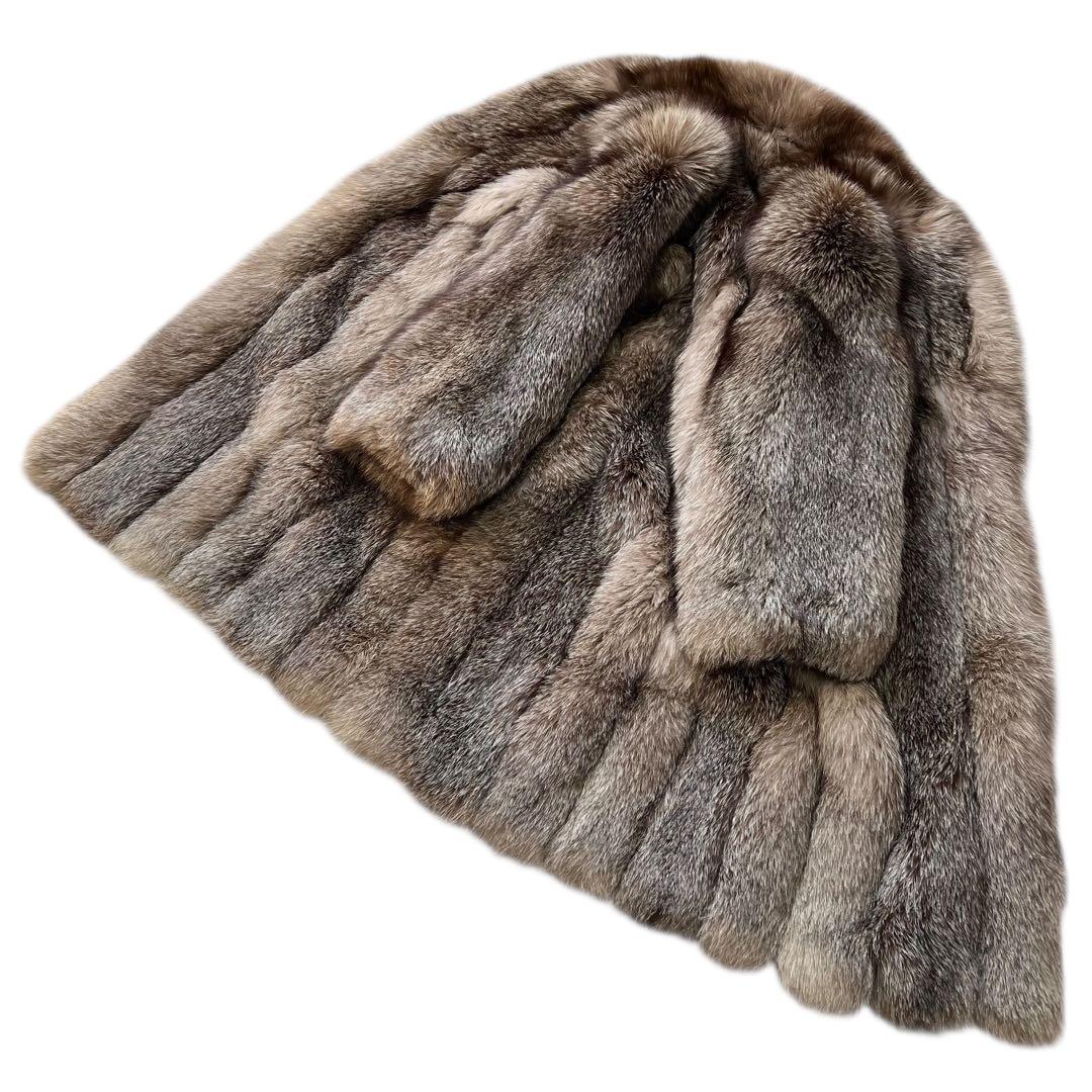 肉厚◎ 着丈110cm ブルーフロストフォックス ファーコート サガフォックス