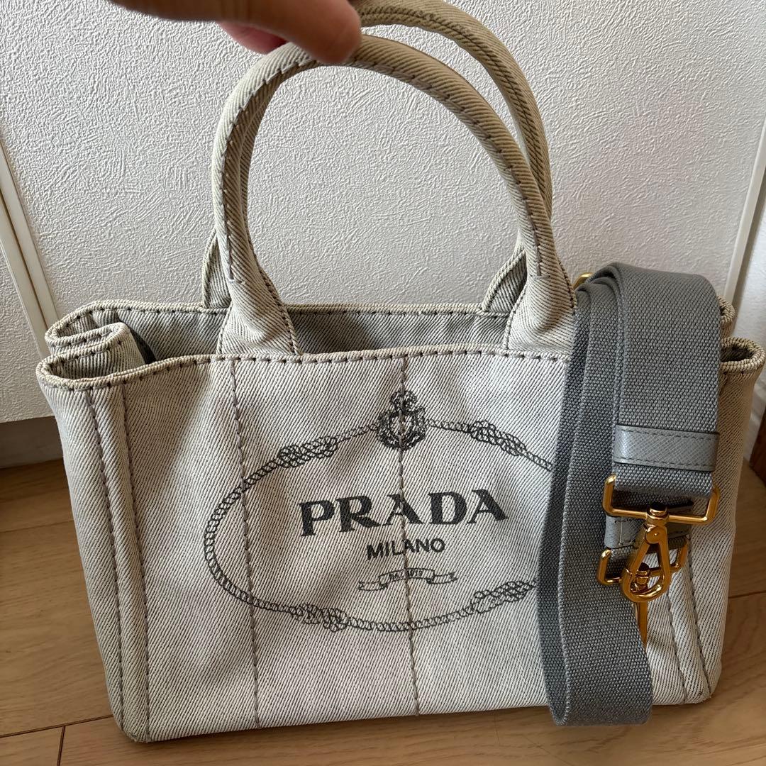 PRADA トートバッグ アイボリー キャンバス