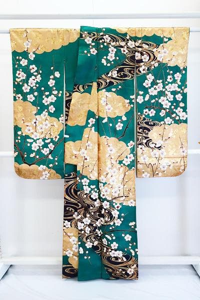 ★専用★美品 振袖 緑 枝梅 雲取 流水 金彩加工 身丈160cm お洒落