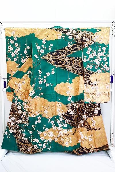 ★専用★美品 振袖 緑 枝梅 雲取 流水 金彩加工 身丈160cm お洒落