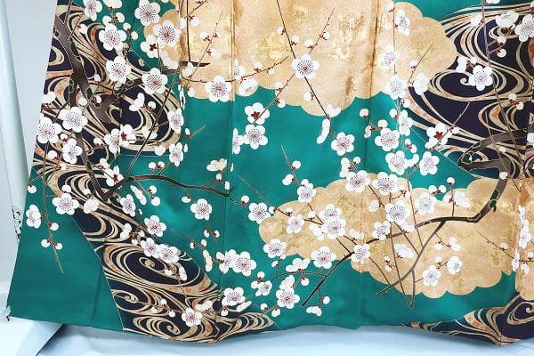 ★専用★美品 振袖 緑 枝梅 雲取 流水 金彩加工 身丈160cm お洒落