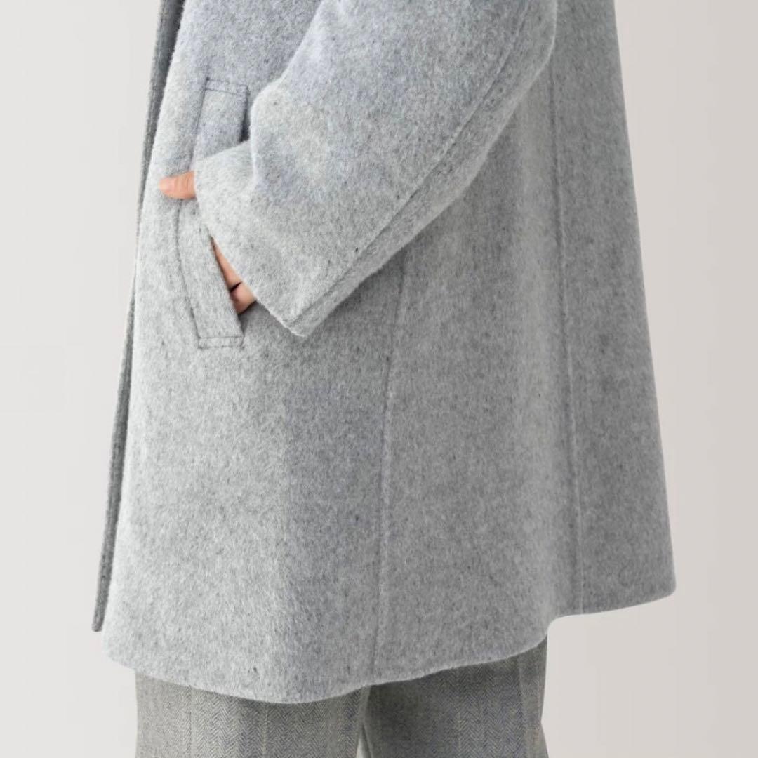 MUJI Labo 婦人　カシミヤ混ノーカラーコートL ライトグレー　ムジラボ
