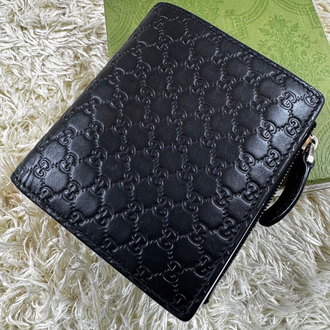 極美品✨グッチ　二つ折り財布　マイクロシマ　付属品完備　黒　544475