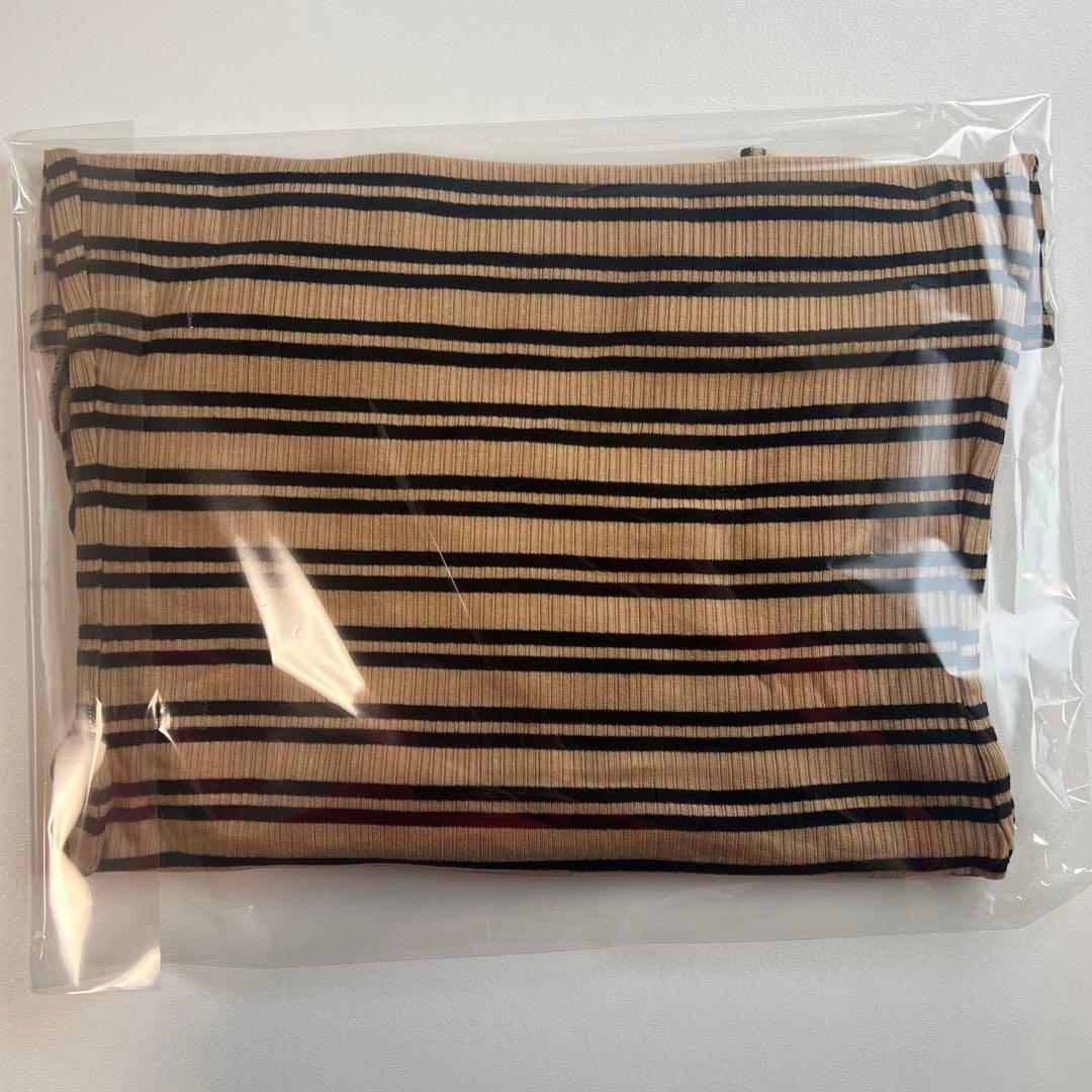 clane LAYERED SHOULDER CUT TOPS 1 ボーダー