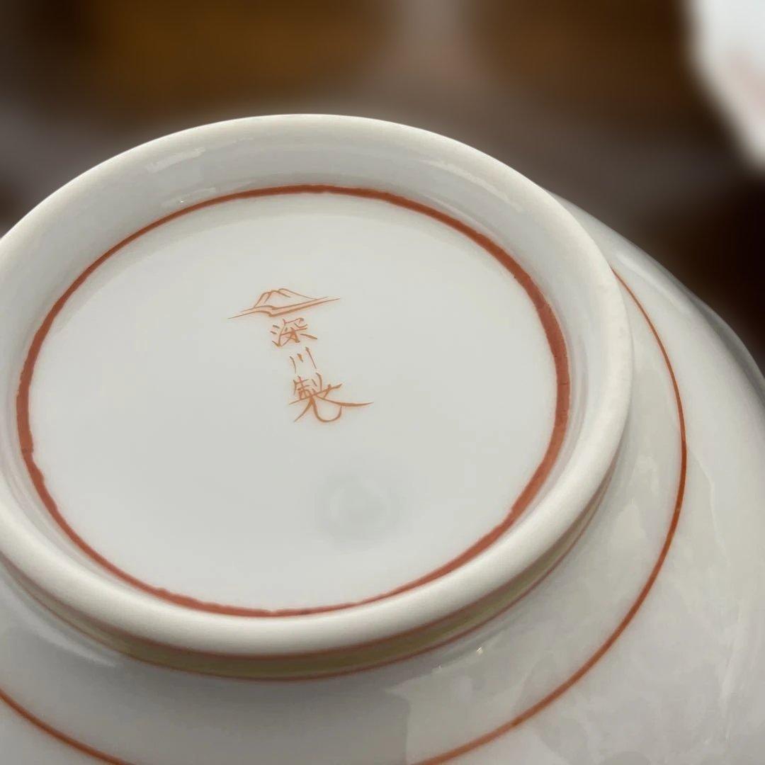 深川製磁　宮内庁御用達　寿赤絵　梅型6号　寿赤絵　手まり小皿