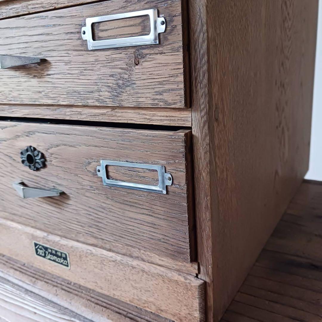 小引出し　5杯　品目差し付き　書類棚　木製