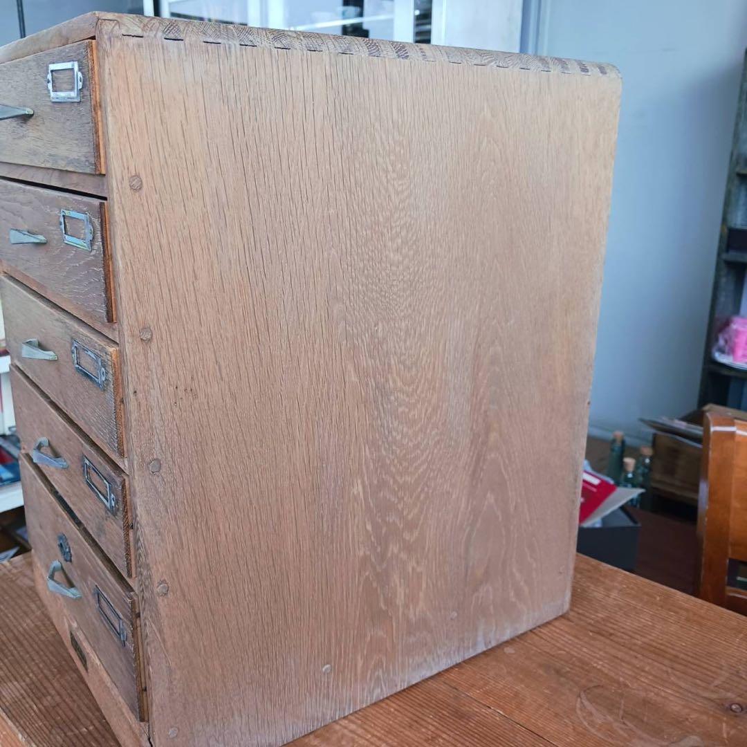 小引出し　5杯　品目差し付き　書類棚　木製