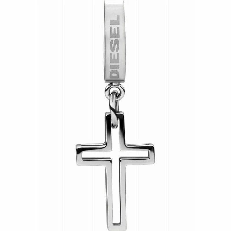 【新品2点セット】ディーゼル DIESEL片シルバー ステンレス クロス　ピアス
