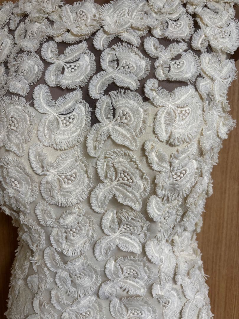 OK2659＊フリンジレース刺繍ハイネックドレスclM