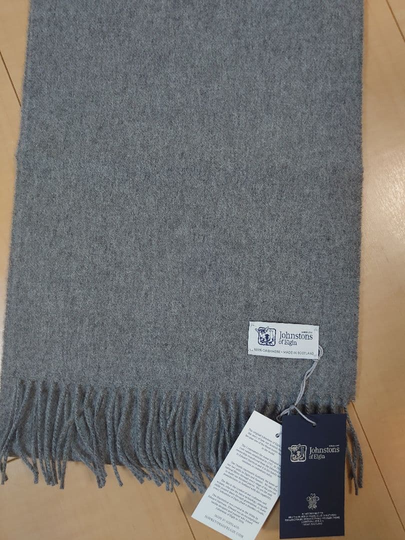 【新品未使用】ジョンストンズ カシミヤマフラー　25×180cm Granite