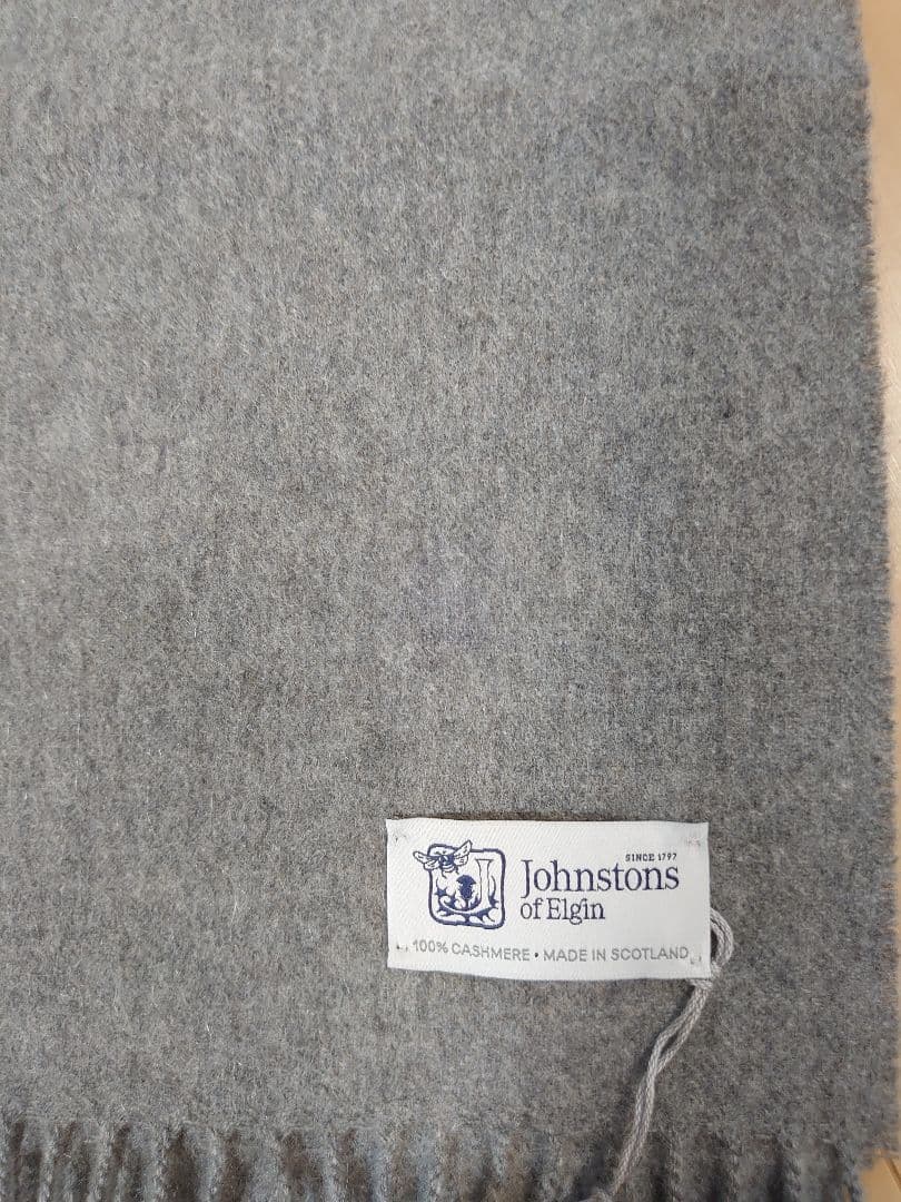 【新品未使用】ジョンストンズ カシミヤマフラー　25×180cm Granite