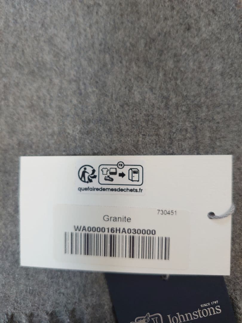 【新品未使用】ジョンストンズ カシミヤマフラー　25×180cm Granite