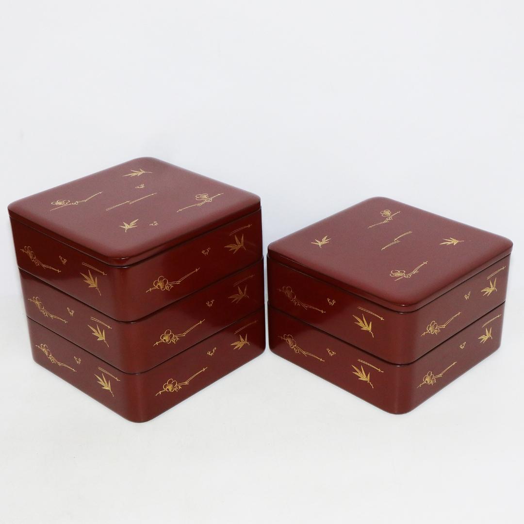 輪島塗 五ツ重 沈金 樽見清右衛門 大極上本堅地 五段重箱 能登 輪島 松竹梅