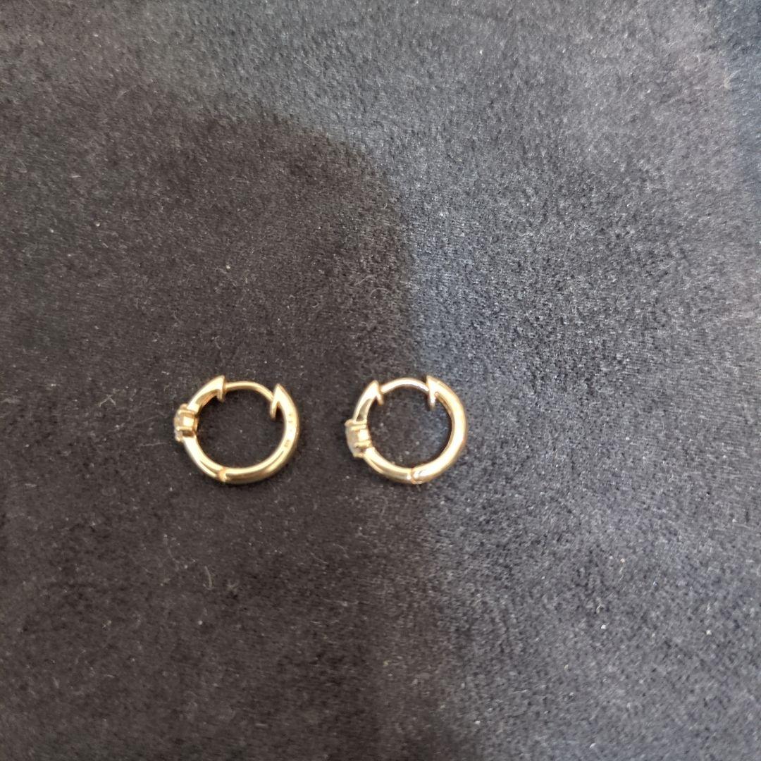 k18yg ダイヤモンド0.1✕2合計0.2 フープピアス