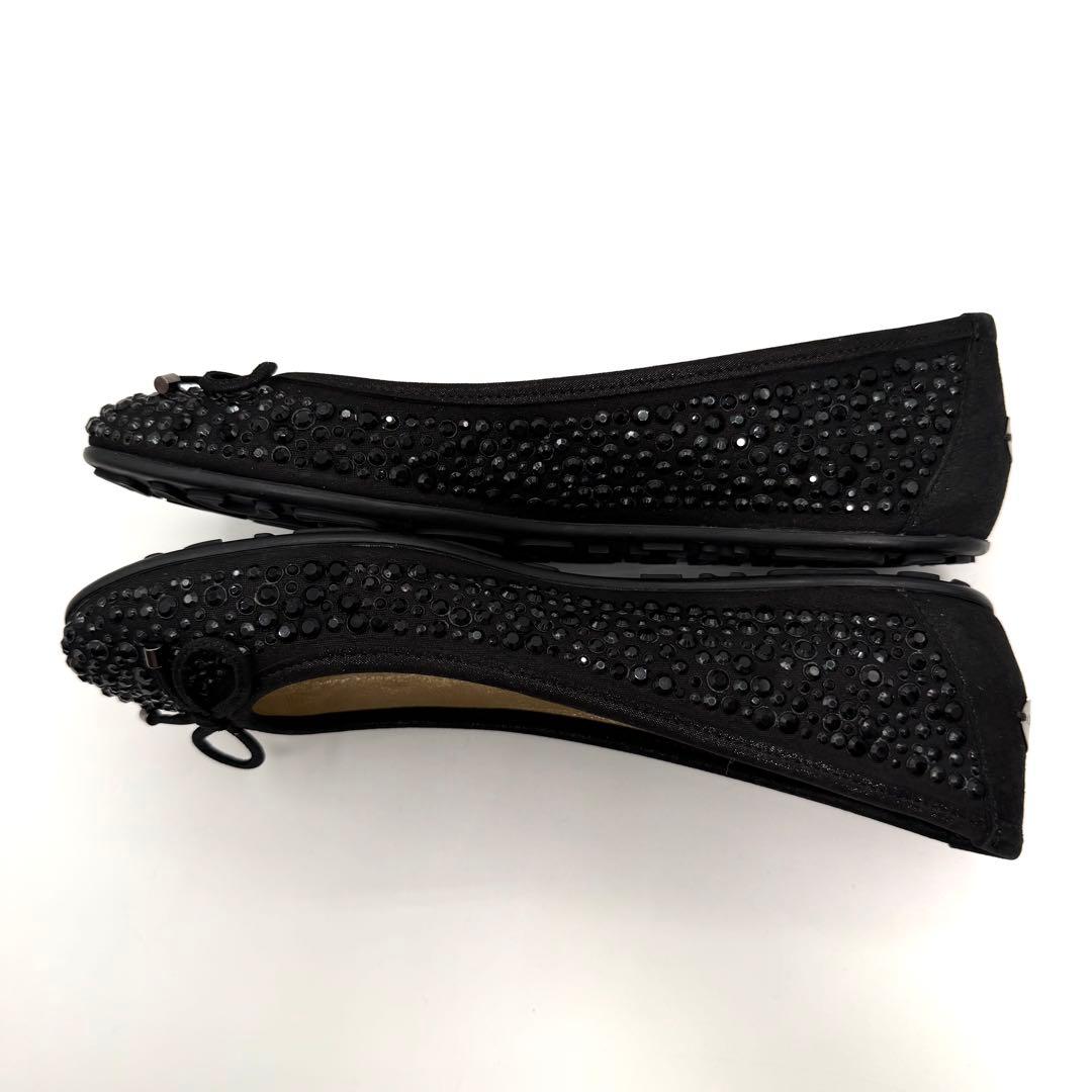 超美品　JIMMY CHOO ブラック　ビーズ　フラットシューズ　22㎝