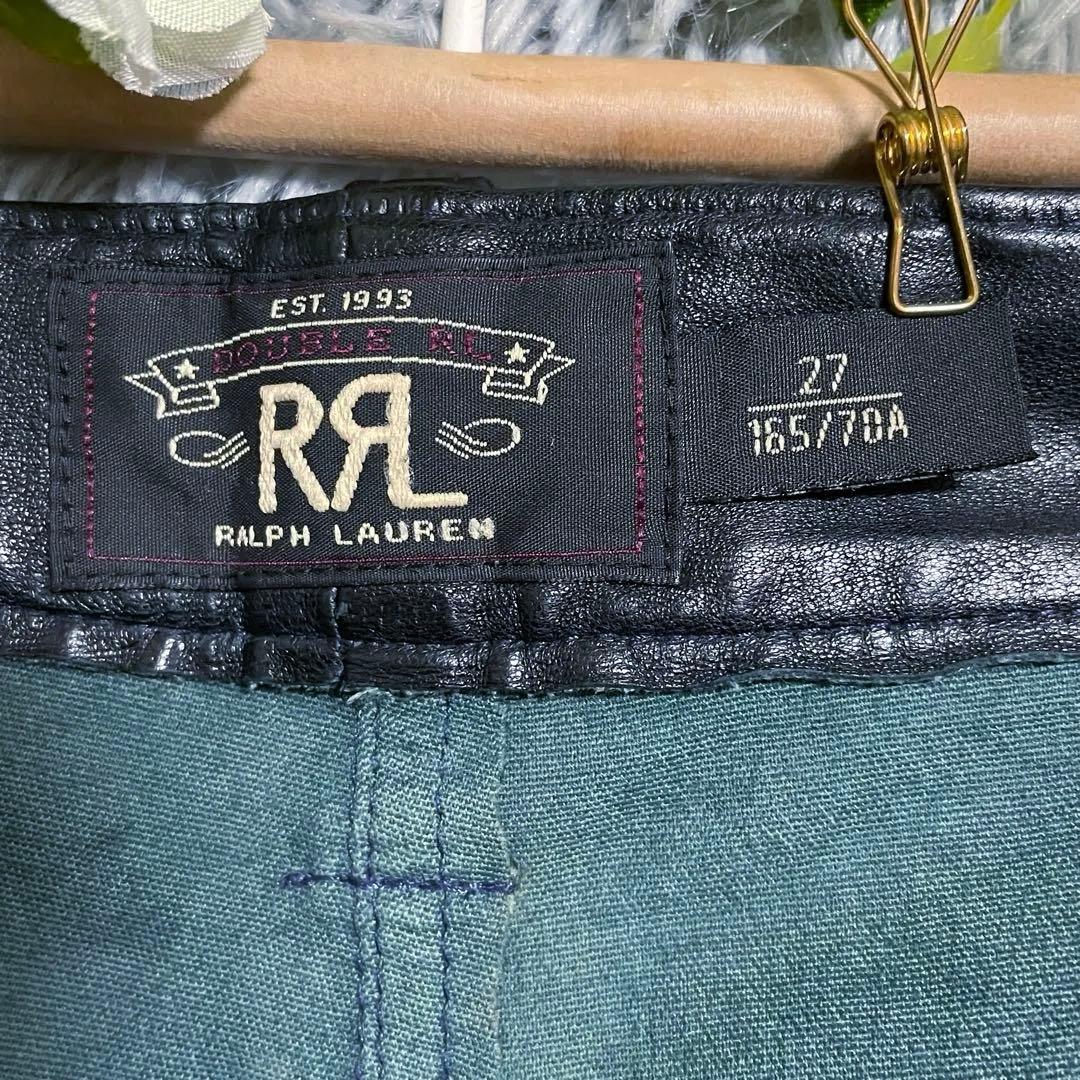 【希少】RALPH LAUREN RRL黒 羊革 レザーパンツ 27 バイカー