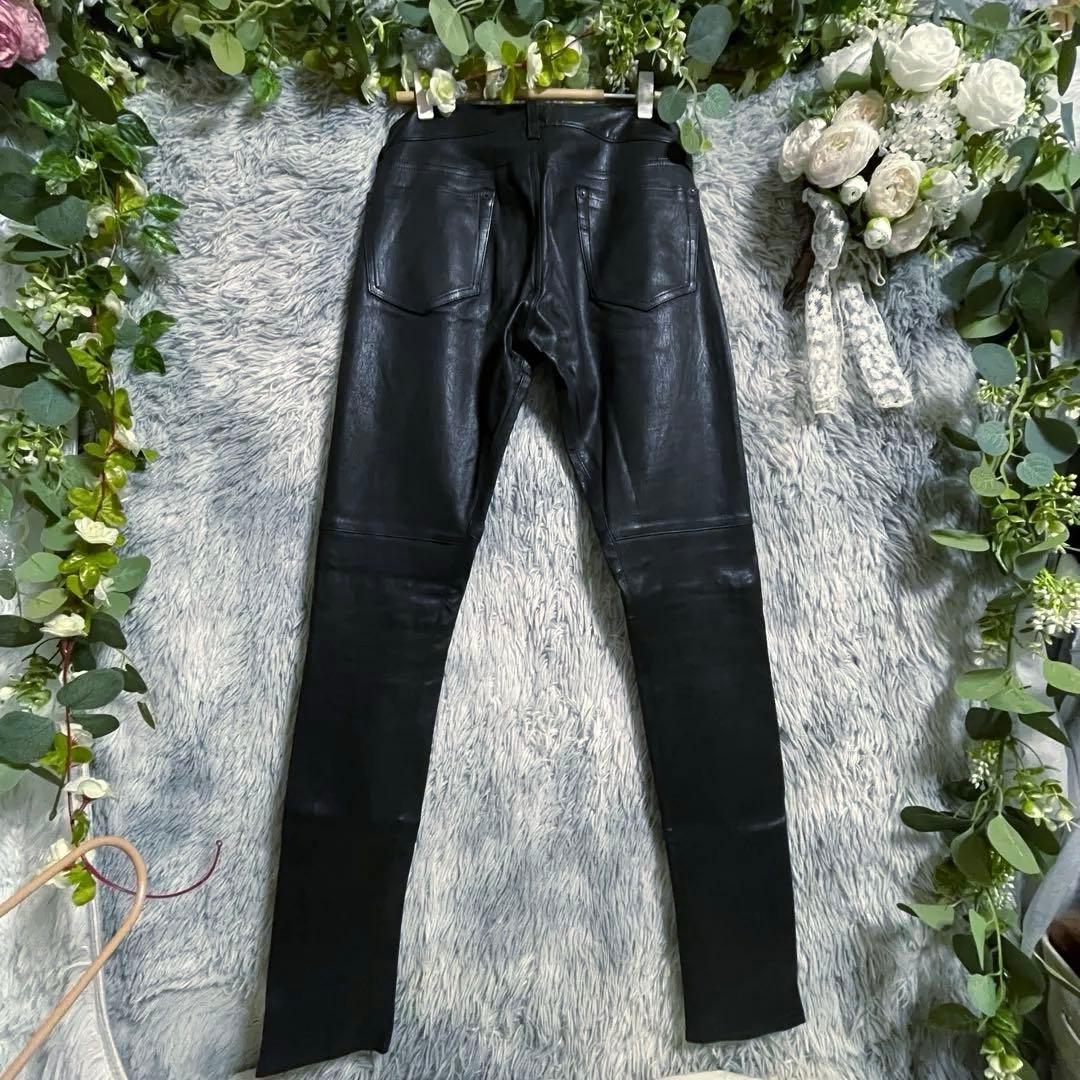 【希少】RALPH LAUREN RRL黒 羊革 レザーパンツ 27 バイカー