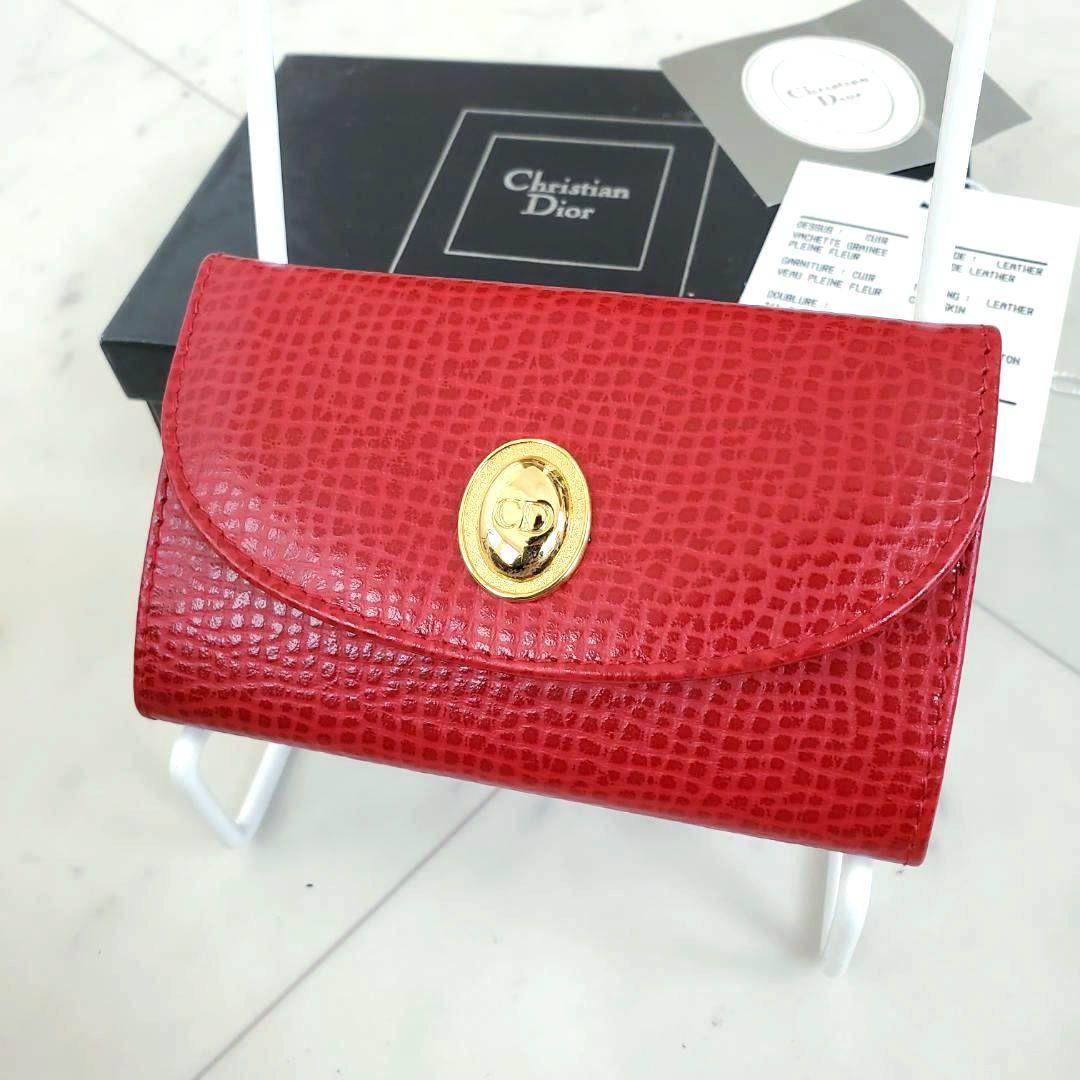 極美品 クリスチャンディオール キーケース 6連 ヴィンテージ 赤 CD 箱付き