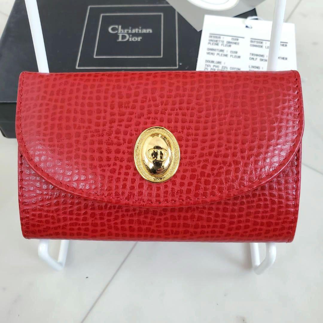 極美品 クリスチャンディオール キーケース 6連 ヴィンテージ 赤 CD 箱付き