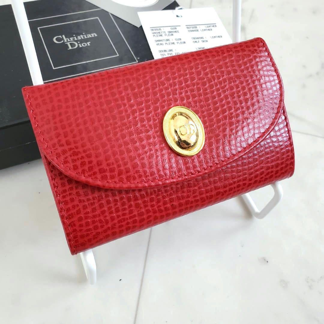 極美品 クリスチャンディオール キーケース 6連 ヴィンテージ 赤 CD 箱付き