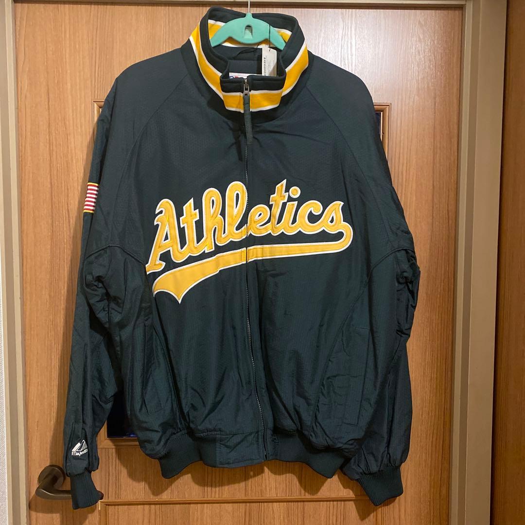 【10%割可】新品アスレチックススタジアムジャンパーダークグリーン系39960円