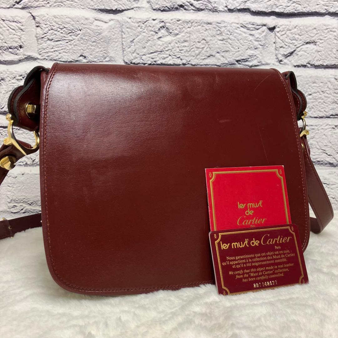 カルティエ✨マストライン 本革 レザー 斜め掛け ショルダーバッグ