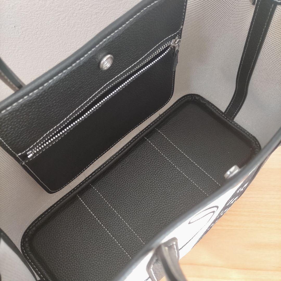 高級本革 キャンバス プリント トートバッグ M