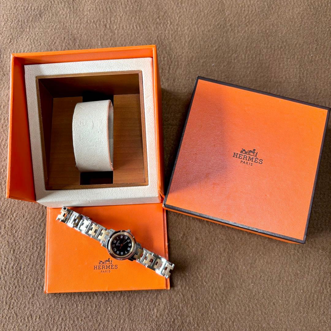 【HERMES】✨極美品✨ クリッパー レディース腕時計 コンビ ブラック