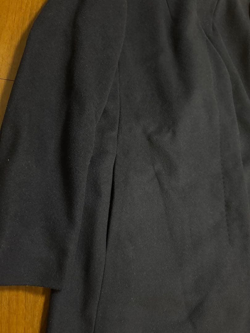 美品 Aquasqutam 比翼ウールロングコート Vネック ネイビー Mサイズ