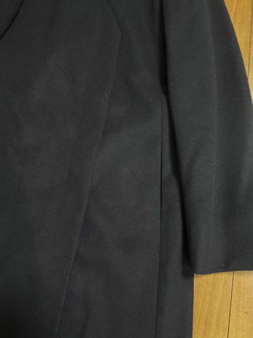 美品 Aquasqutam 比翼ウールロングコート Vネック ネイビー Mサイズ