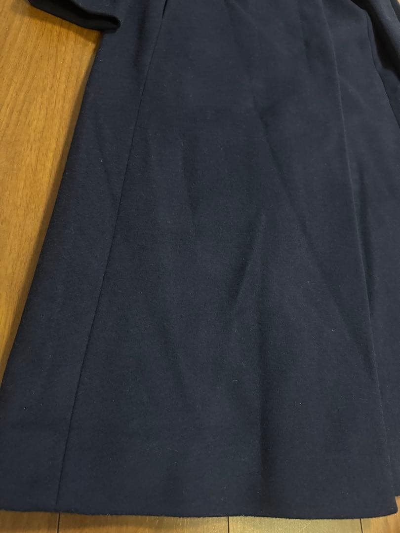 美品 Aquasqutam 比翼ウールロングコート Vネック ネイビー Mサイズ