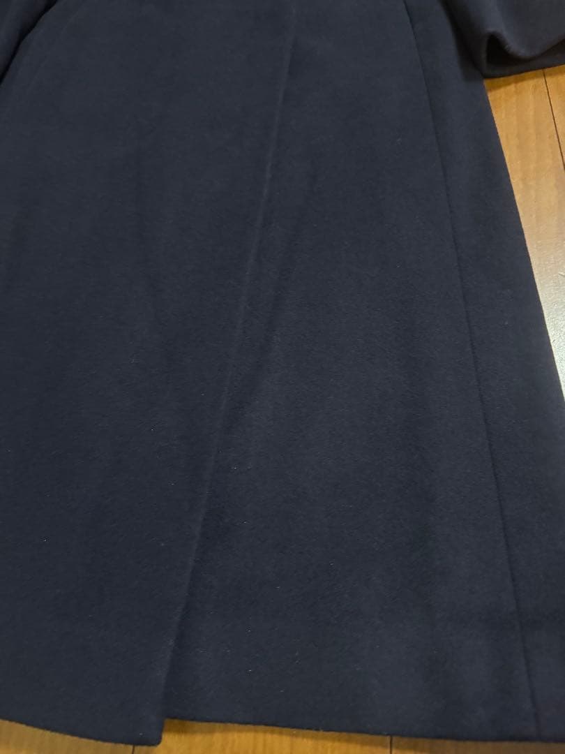 美品 Aquasqutam 比翼ウールロングコート Vネック ネイビー Mサイズ