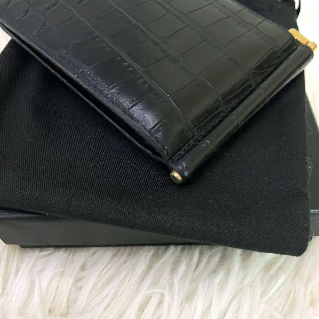 みんちあ様✨SAINT LAURENT マネークリップ　クロコ型押し　YSL 黒
