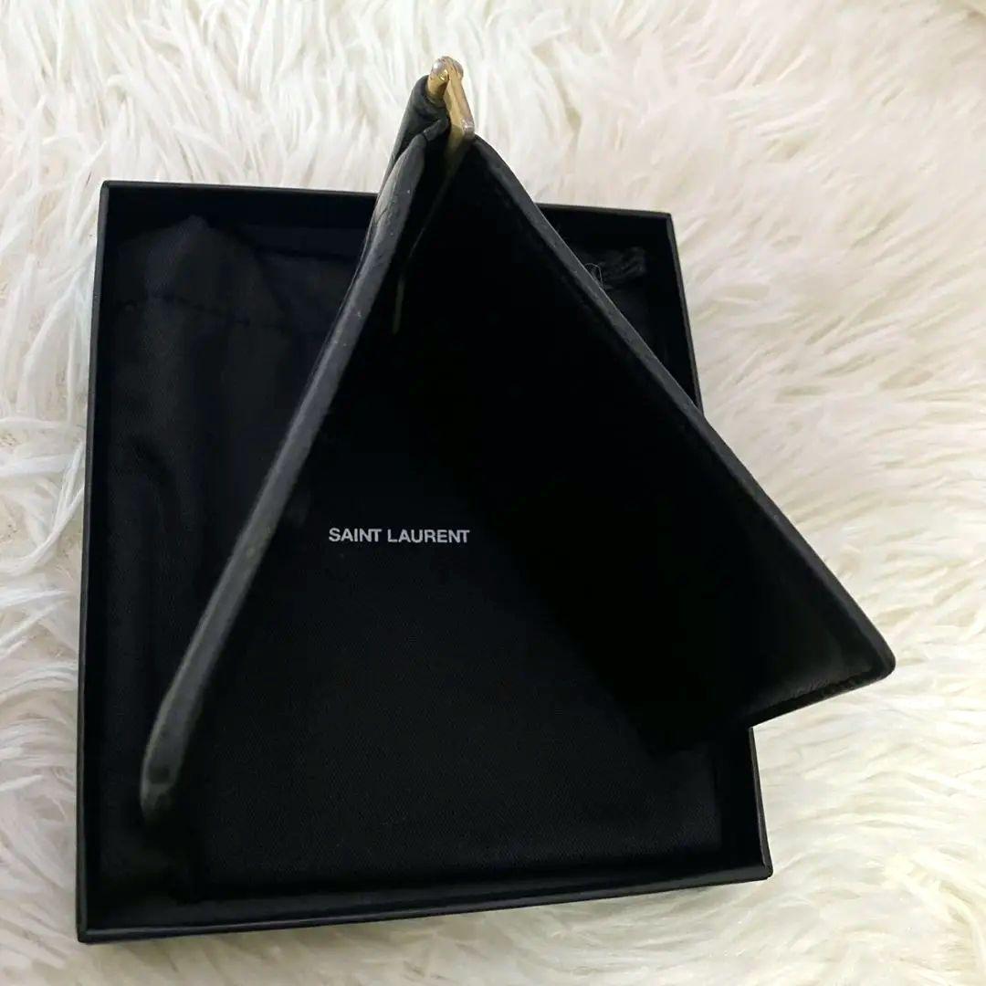 みんちあ様✨SAINT LAURENT マネークリップ　クロコ型押し　YSL 黒