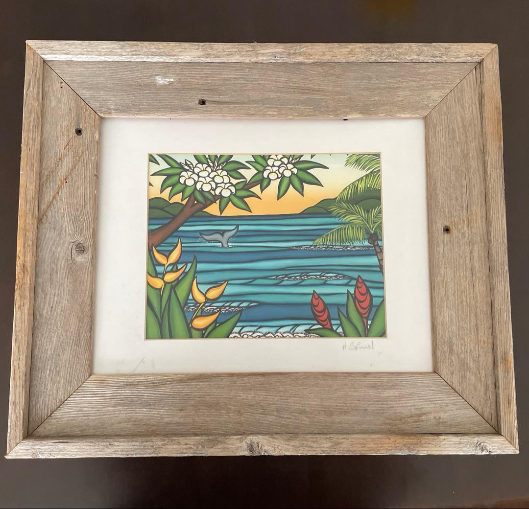 ヘザーブラウン　木製フレーム付きアート