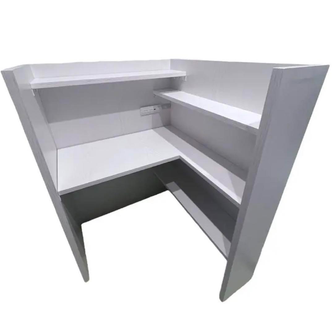 中古 おこもり個室デスク幅90 オフィス デスク 机 つくえ ホワイト ①②