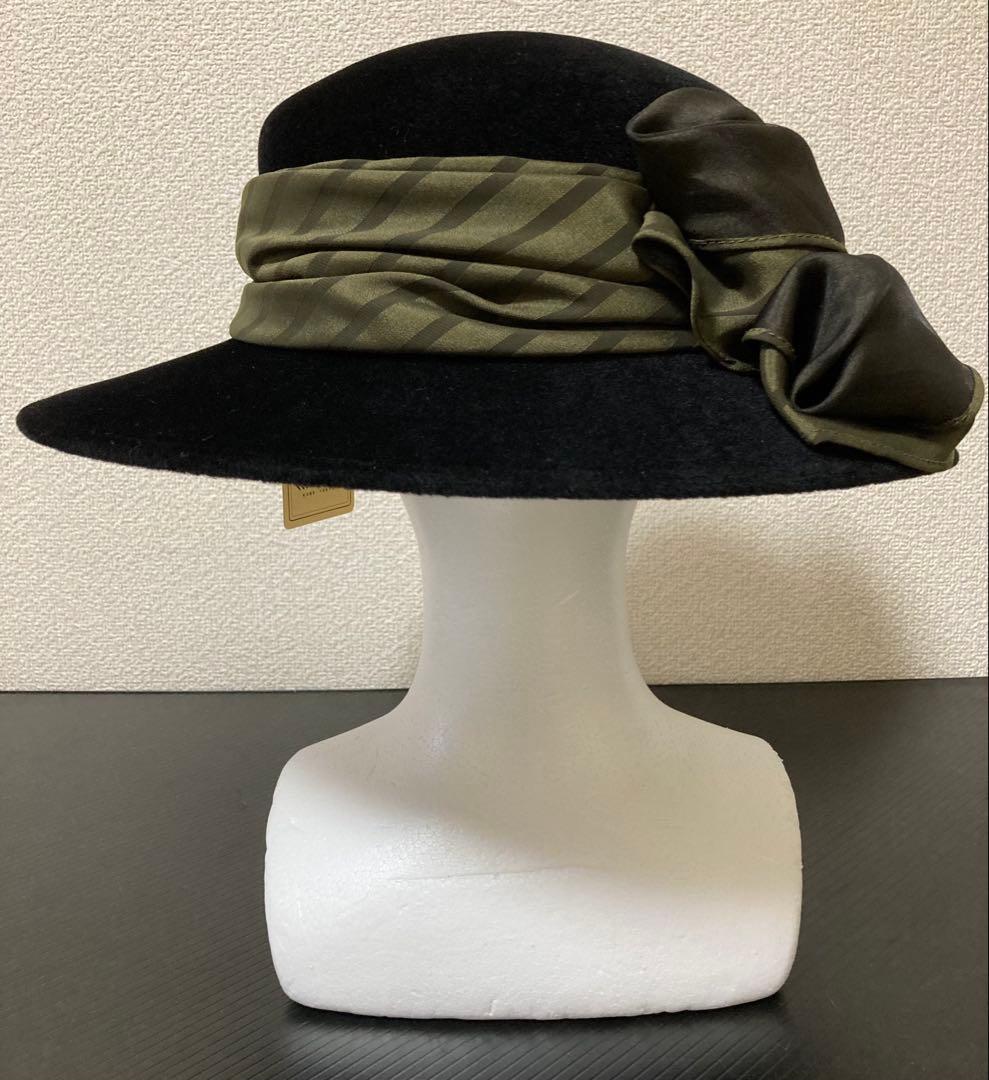 ◆maxim◆マキシン◆エレガントな黒とオリーブグリーンのリボンハット