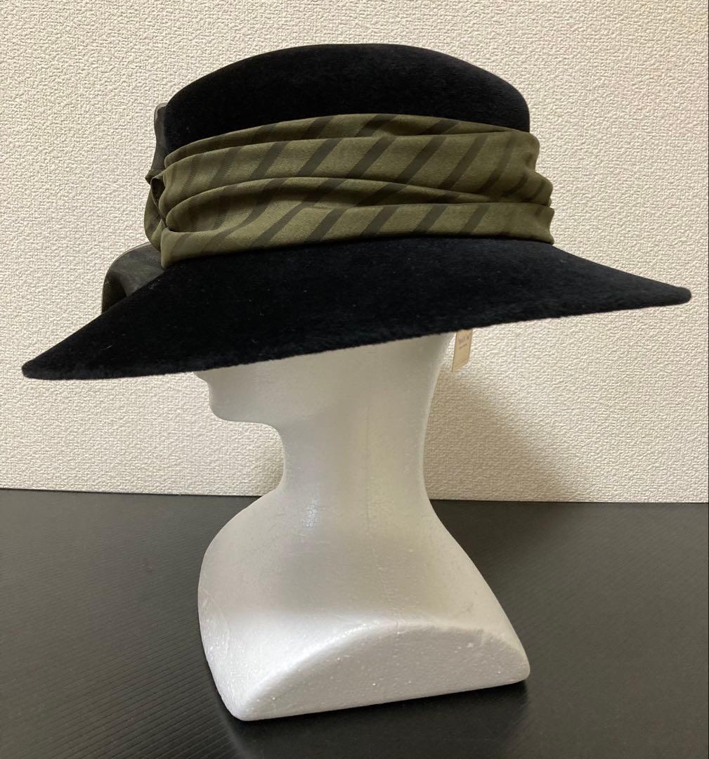 ◆maxim◆マキシン◆エレガントな黒とオリーブグリーンのリボンハット