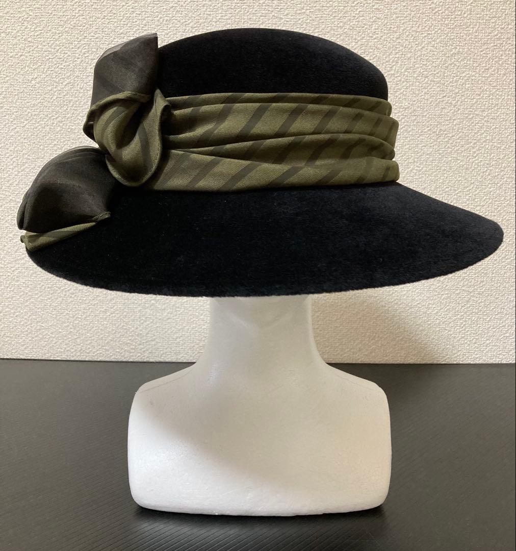 ◆maxim◆マキシン◆エレガントな黒とオリーブグリーンのリボンハット